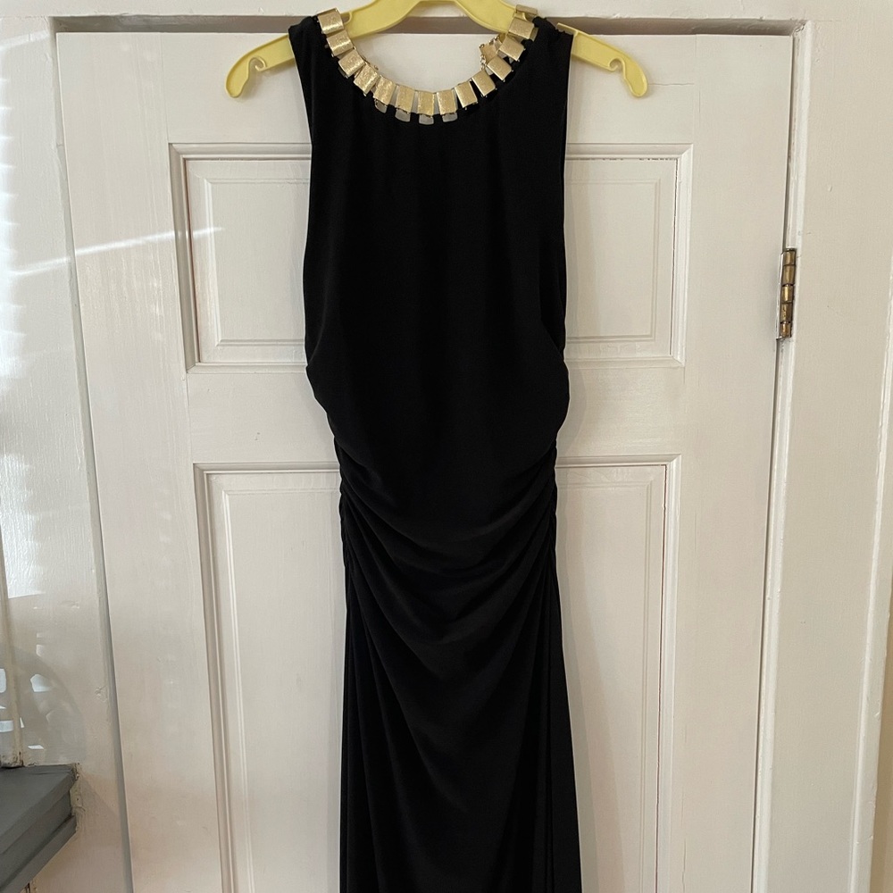 Black gown with gold neckline